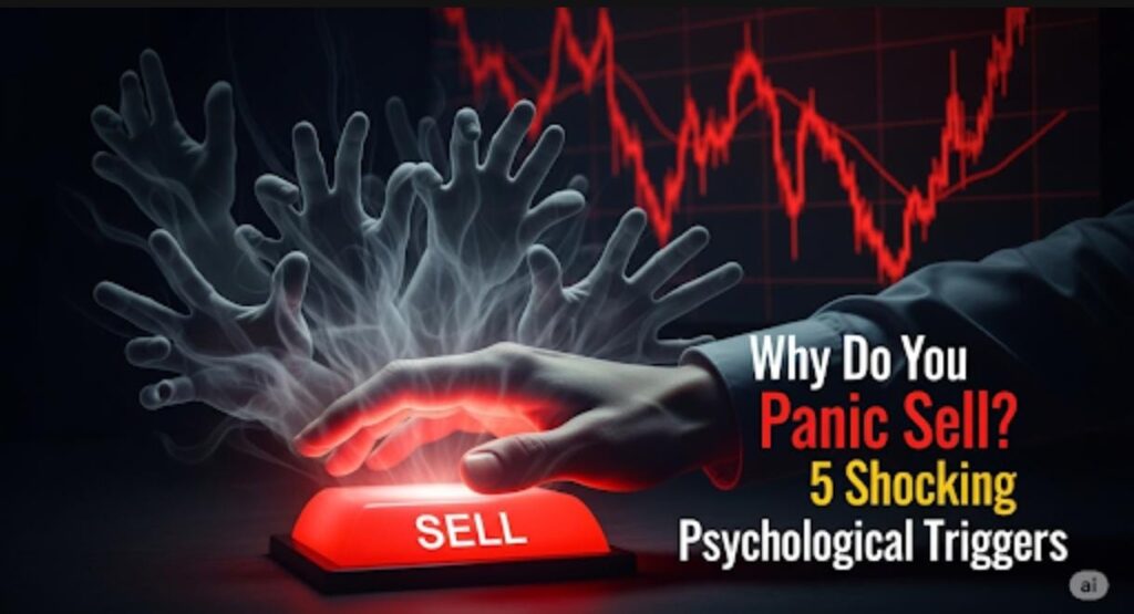 Panic selling emotional moment - trader making fearful decisions under pressure
